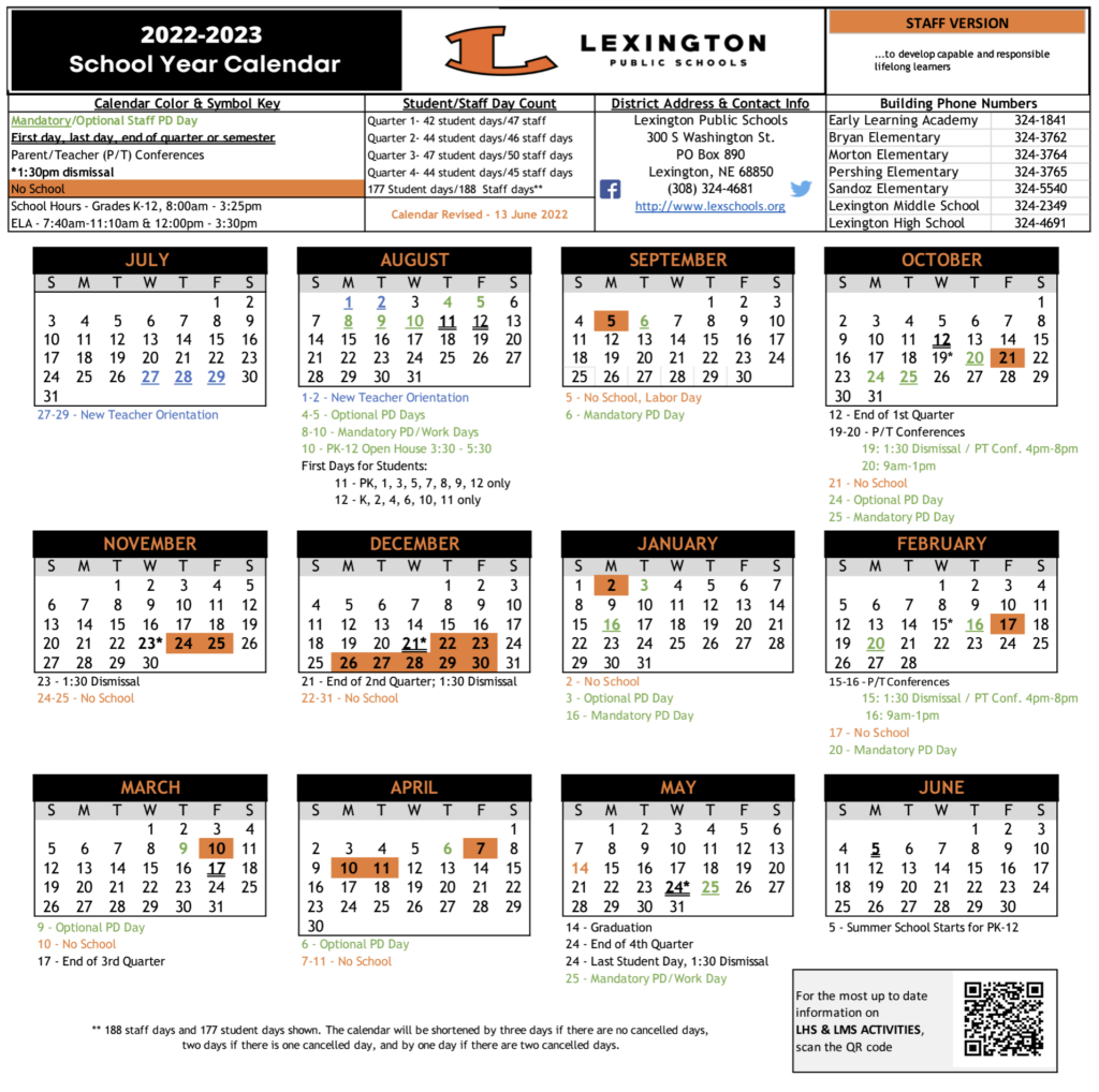 Calendar – Lexington Public Schools
